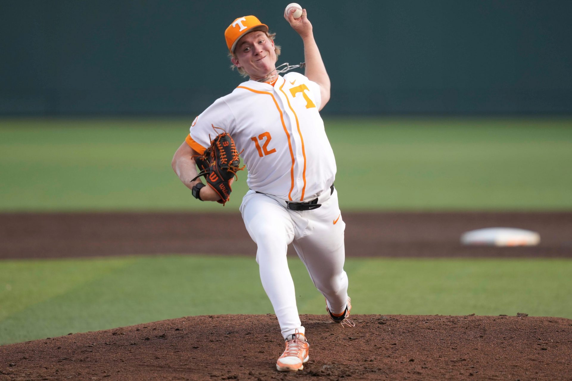 Tennessee pitcher Liam Doyle (12) pitches during a NCAA baseball game between Tennessee and Kentucky at Lindsey Nelson Stadium