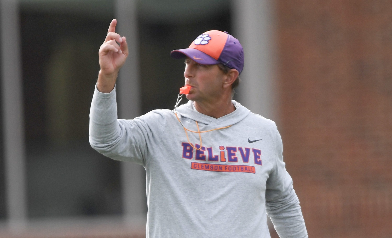 Clemson head coach Dabo Swinney during Spring Practice in Clemson, S.C. Monday, March 24, 2025.