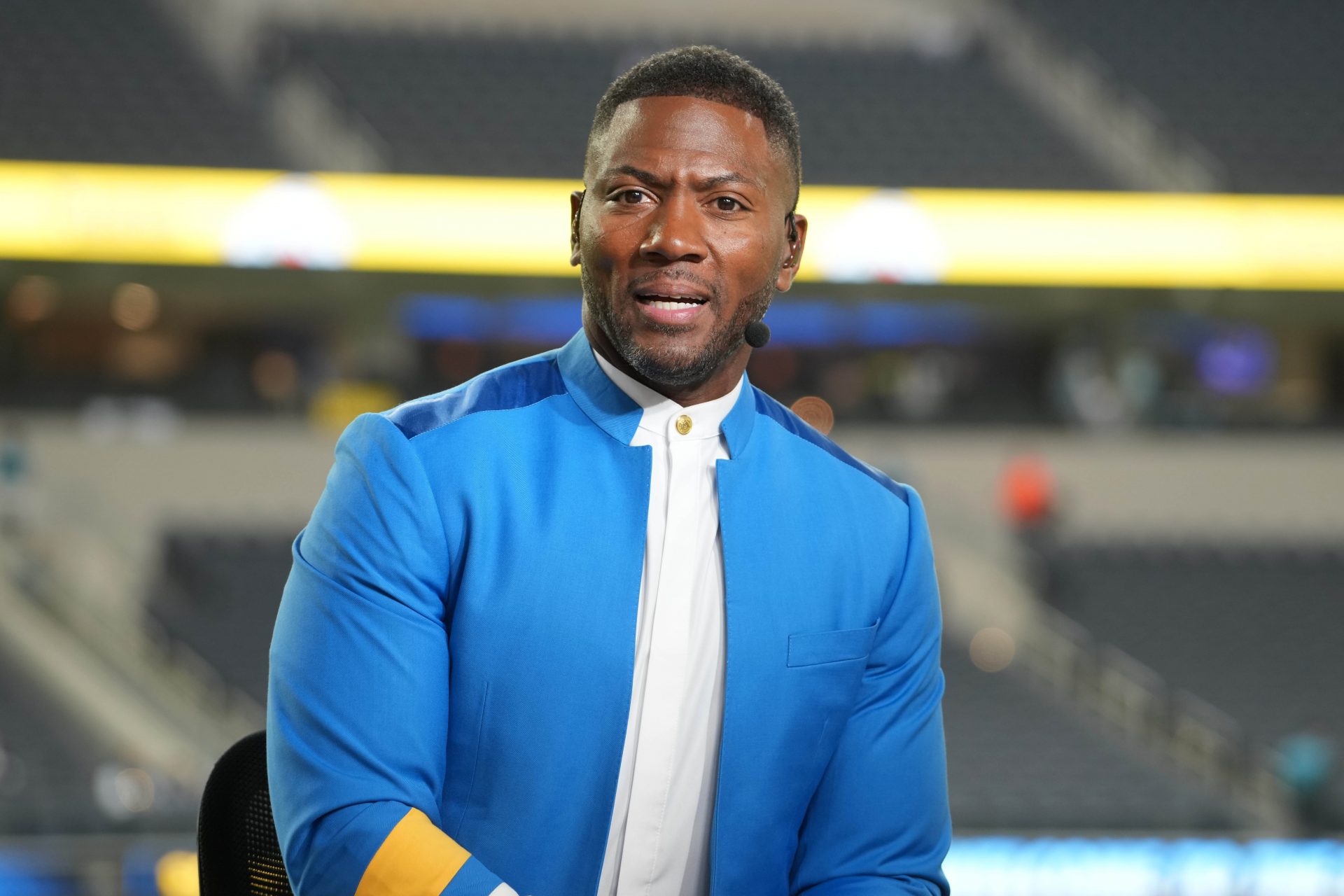 Ryan Clark on the ESPN Monday Night Football Countdown set before the game between the Baltimore Ravens and the Los Angeles Chargers at SoFi Stadium.