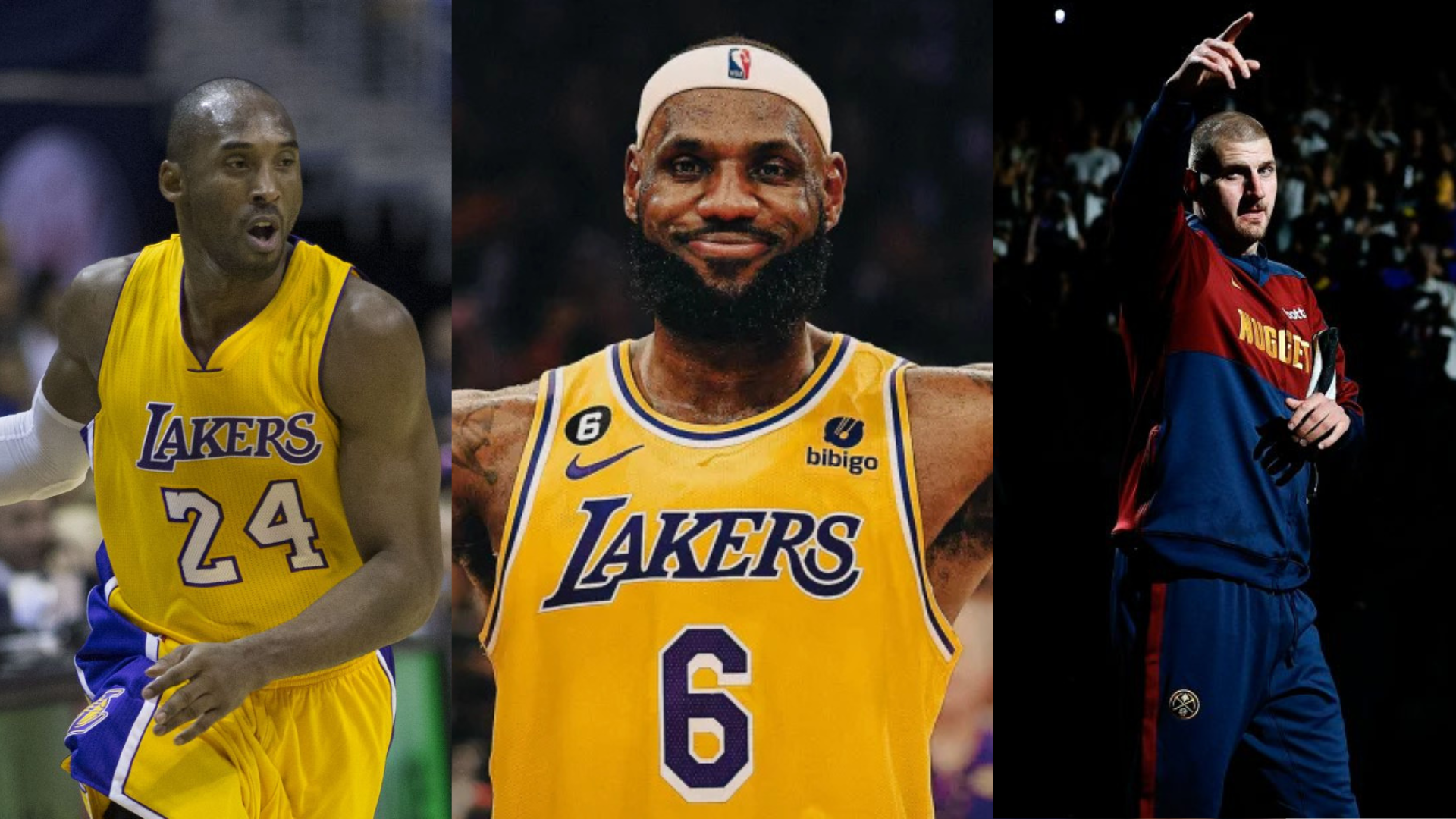 Kobe Bryant, LeBron James and Nikola Jokic. - Source: Imagn