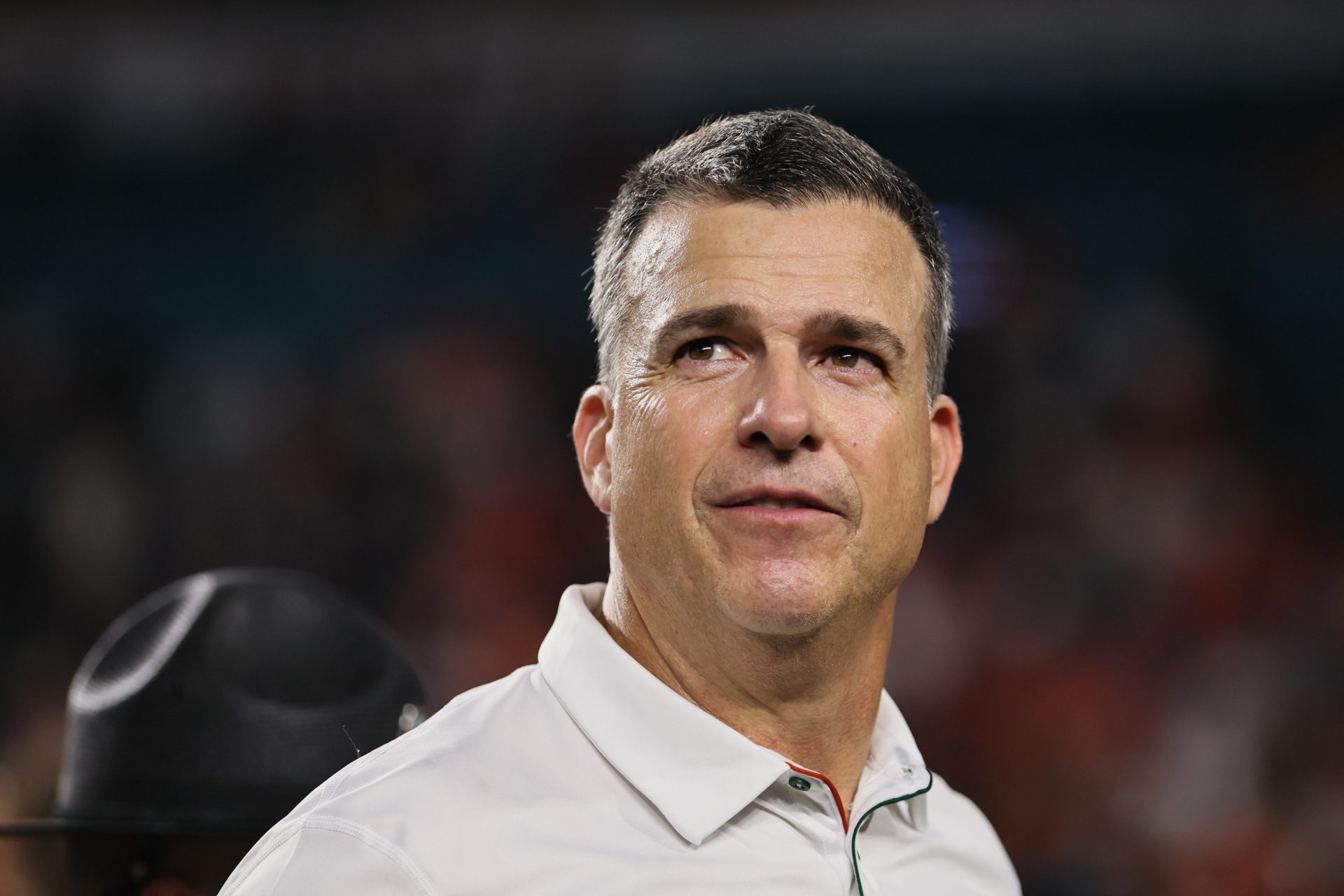 Miami Hurricanes head coach Mario Cristobal looks on after the game against the Florida State Seminoles at Hard Rock Stadium.