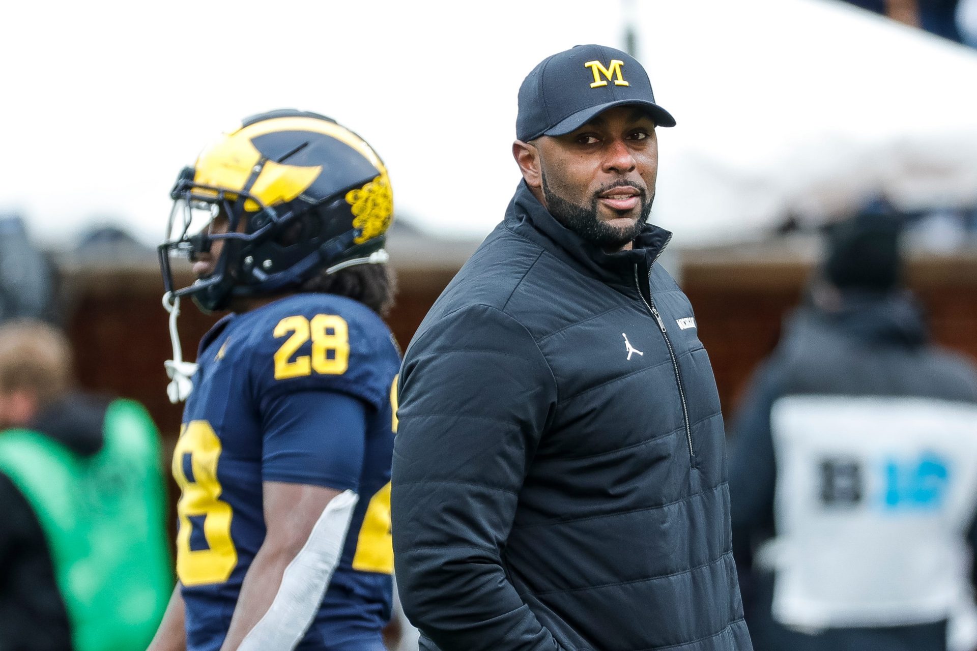 Michigan head coach Sherrone Moore watches a play during the second half of the spring game at Michigan Stadium in Ann Arbor on Saturday, April 20, 2024.