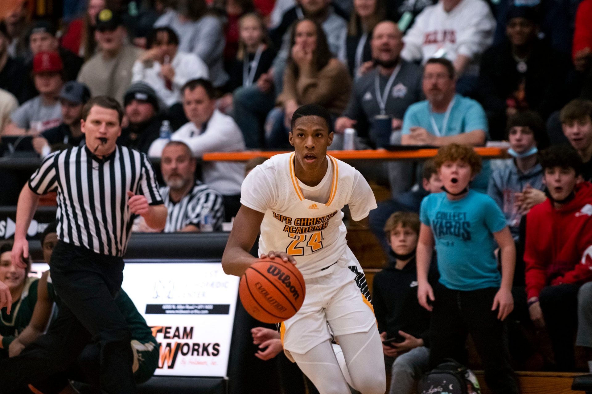 Life Christian Academy player Hansel-Emmanuel Donato drives the ball downcourt during the Kevin Brown Memorial Tournament of Champions match against Rabun Gap on Wednesday, Nov. 24, 2021. The LCA Lions beat the Rabun Eagles 66-63.

Tochanselemmanuel2