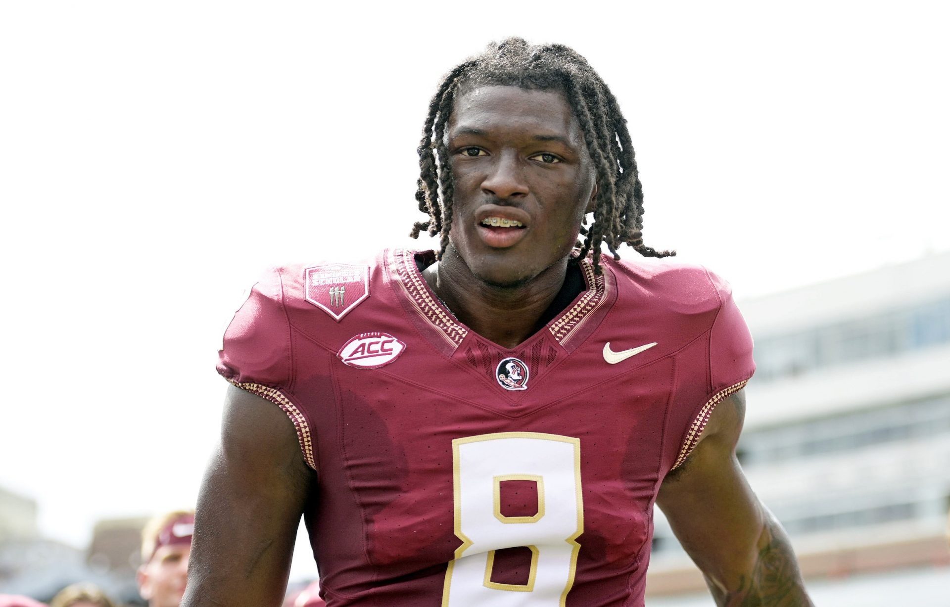 Florida State Seminoles wide receiver Hykeem Williams (8) before a game against the Memphis Tigers at Doak S. Campbell Stadium.