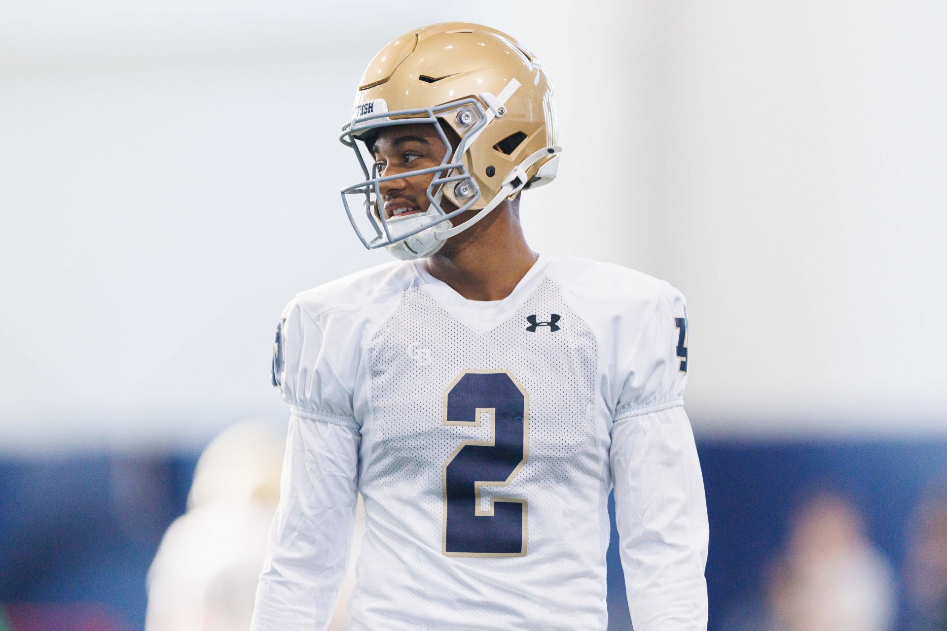 Notre Dame cornerback Leonard Moore during a Notre Dame football spring practice at Irish Athletic Center on Wednesday, March 19, 2025, in South Bend.