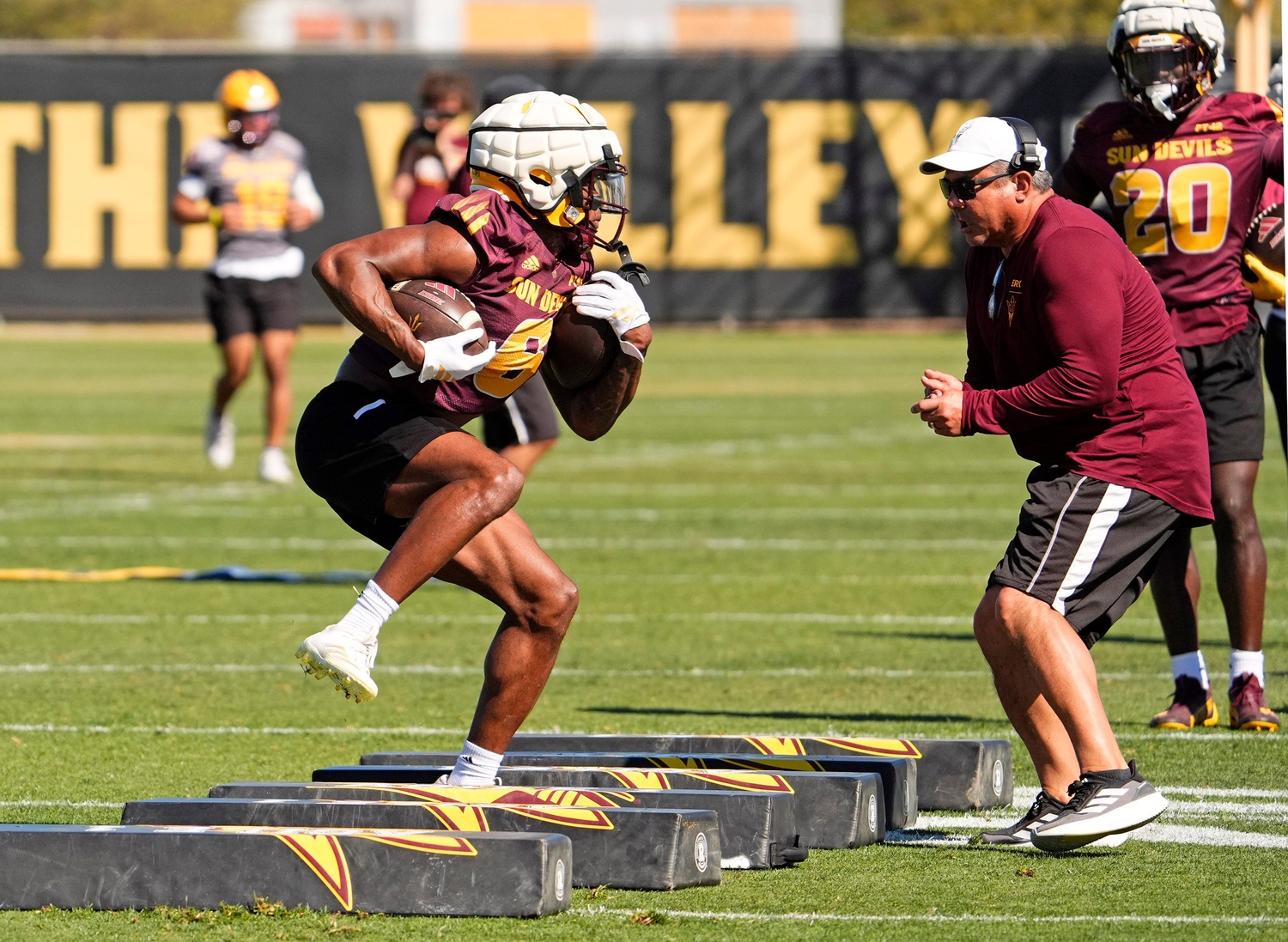 Arizona State running back Kanye Udoh (6) during spring football practice at Kajikawa practice fields in Tempe on Tuesday, March 25, 2025.