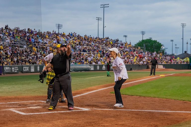Kim Mulkey Headlines AUSL Softball Game With Ceremonial First Pitch Ahead of Volts vs Bandits