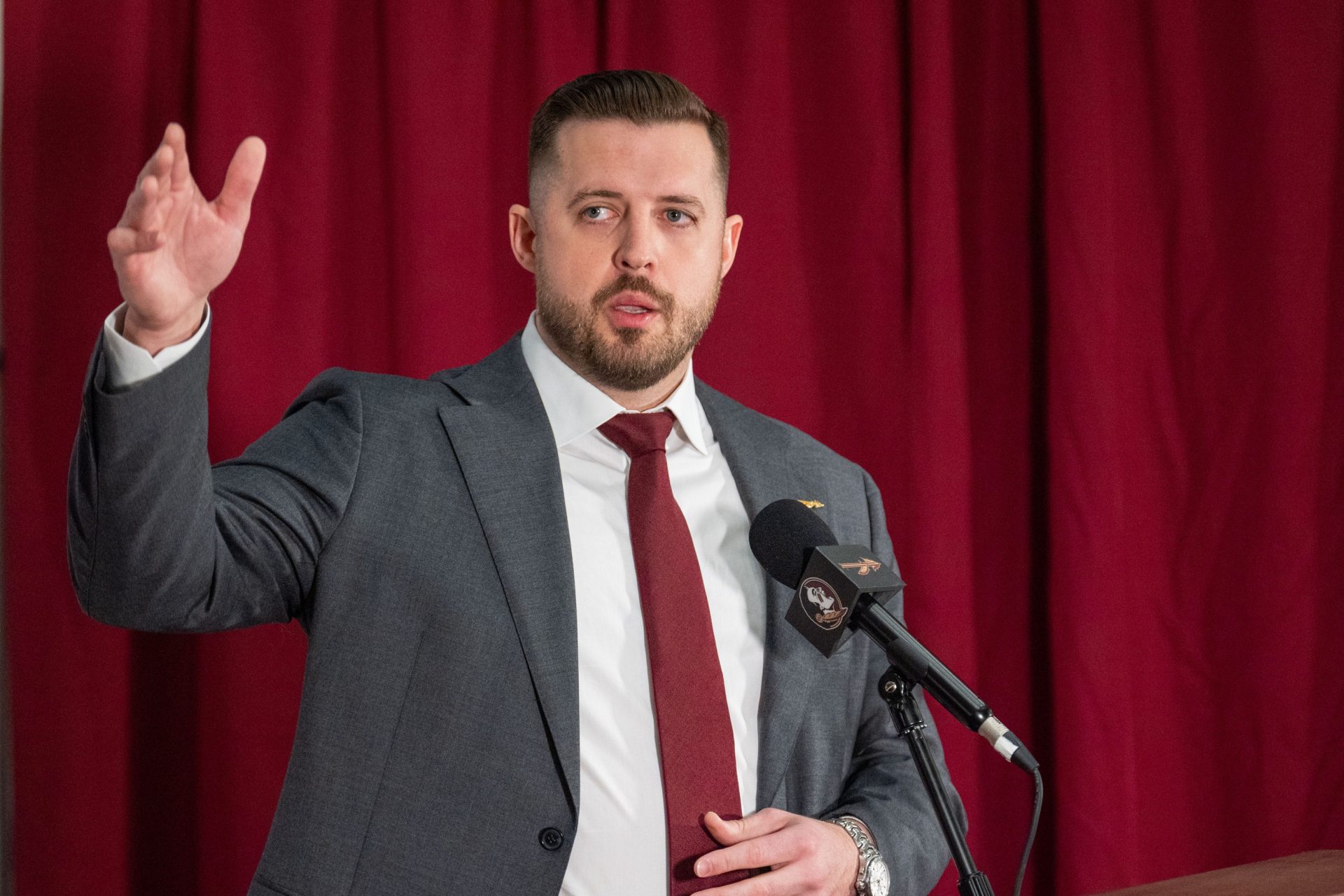 Florida State’s new head basketball coach Luke Loucks introduces himself, shares his beliefs and coaching style during a press conference Monday, March 10, 2025.