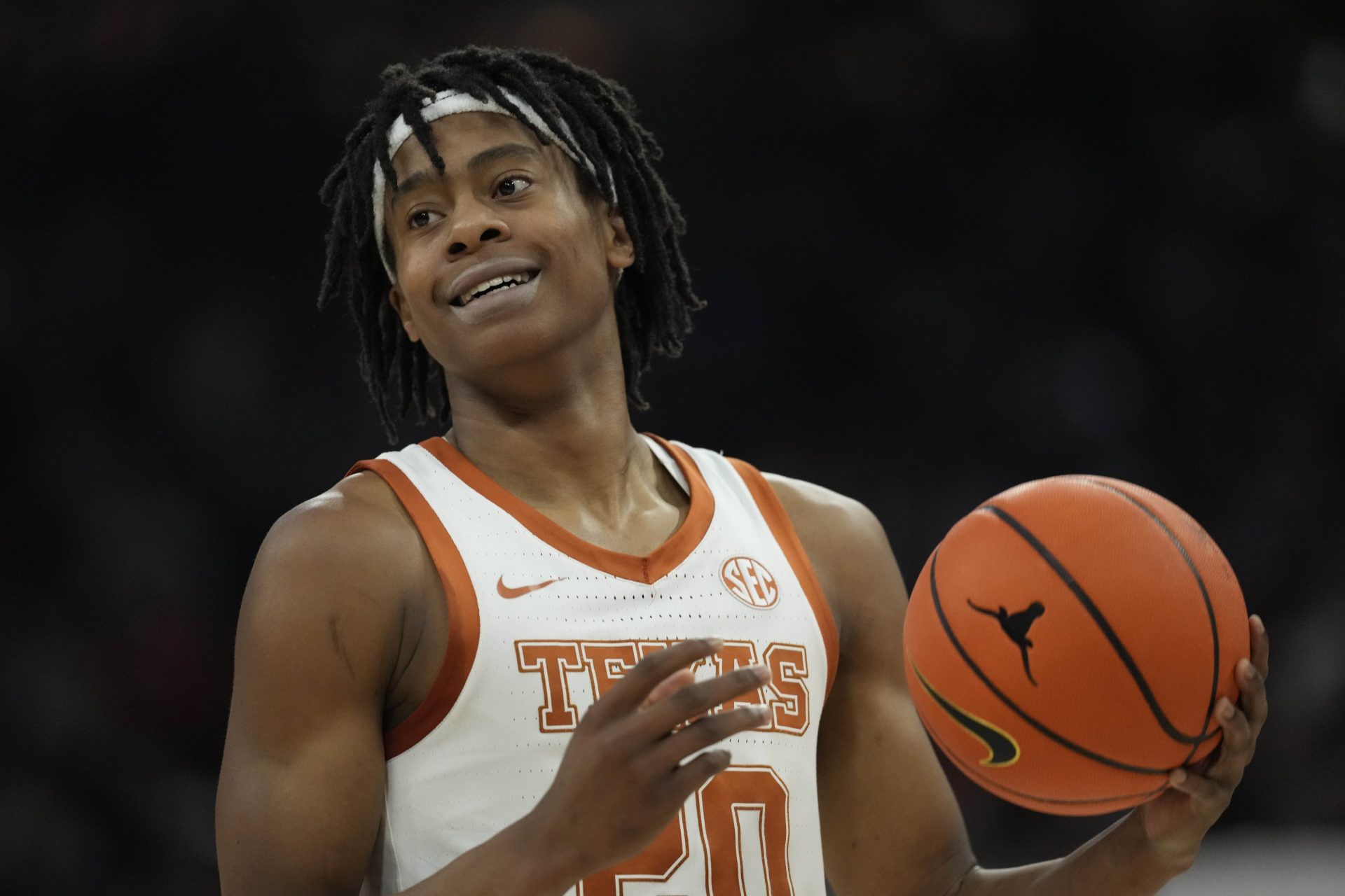 Texas Longhorns guard Tre Johnson (20) during the first half against the Kentucky Wildcats at Moody Center.