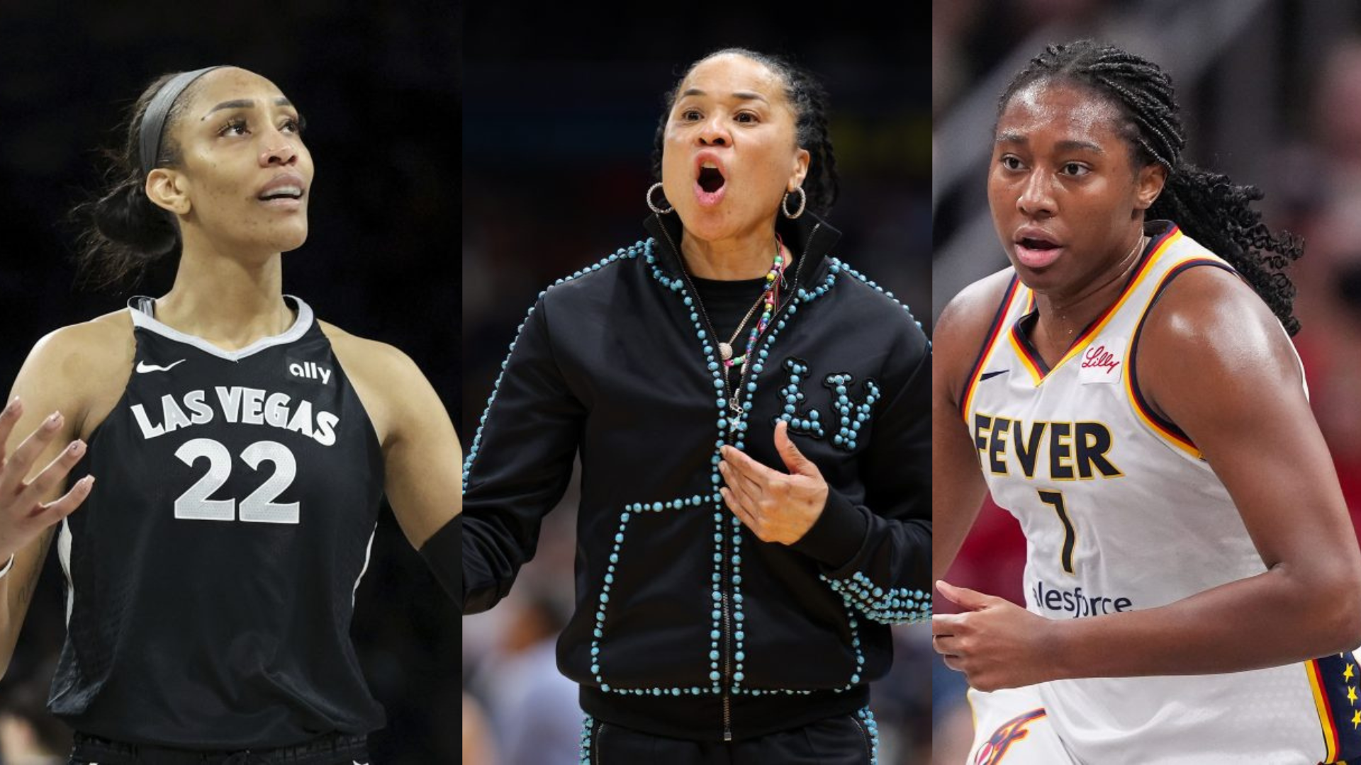 A'ja Wilson, Dawn Staley and Aliyah Boston. - Source: Imagn