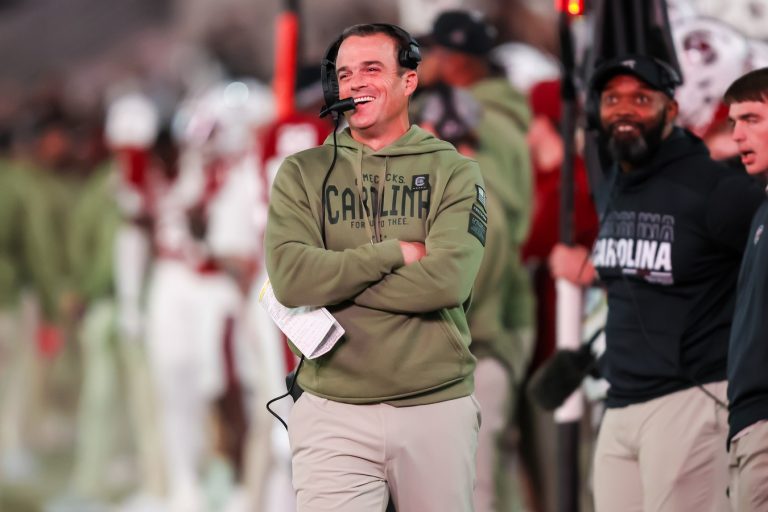 South Carolina Gamecocks head coach Shane Beamer directs his team against the Wofford Terriers in the second half at Williams-Brice Stadium.