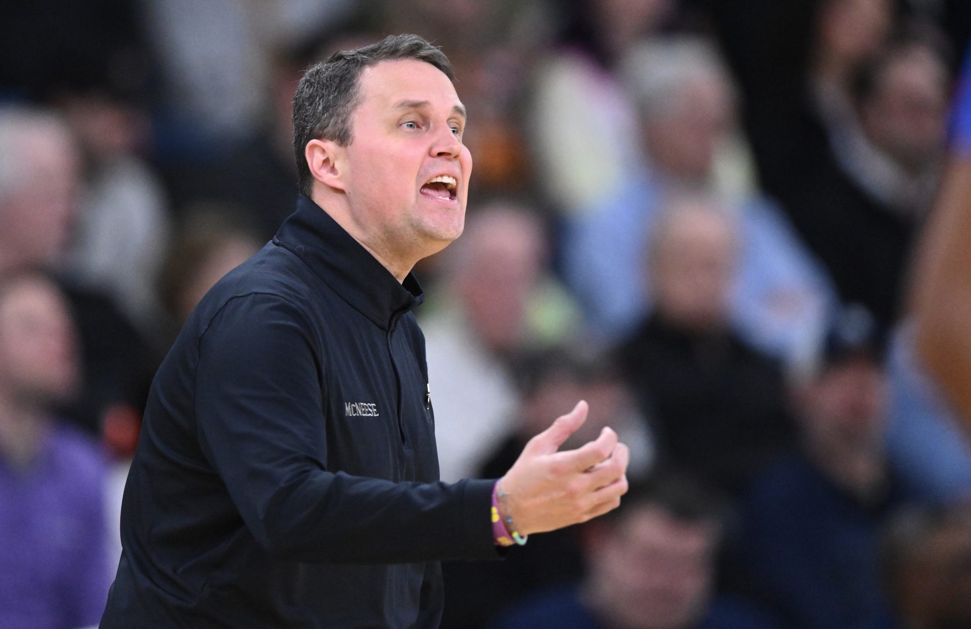 McNeese State Cowboys head coach Will Wade during the first half of a second round men’s NCAA Tournament game against the Purdue Boilermakers at Amica Mutual Pavilion.