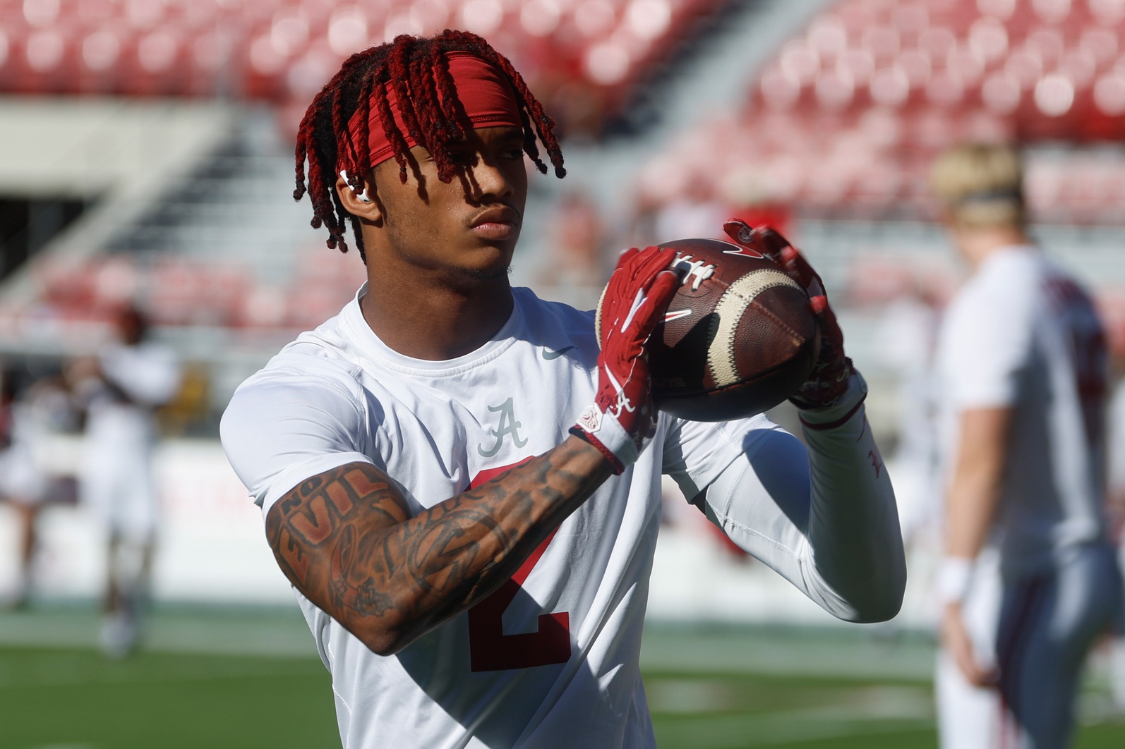 Alabama Crimson Tide wide receiver Ryan Williams (2) during warm ups at Bryant-Denny Stadium.