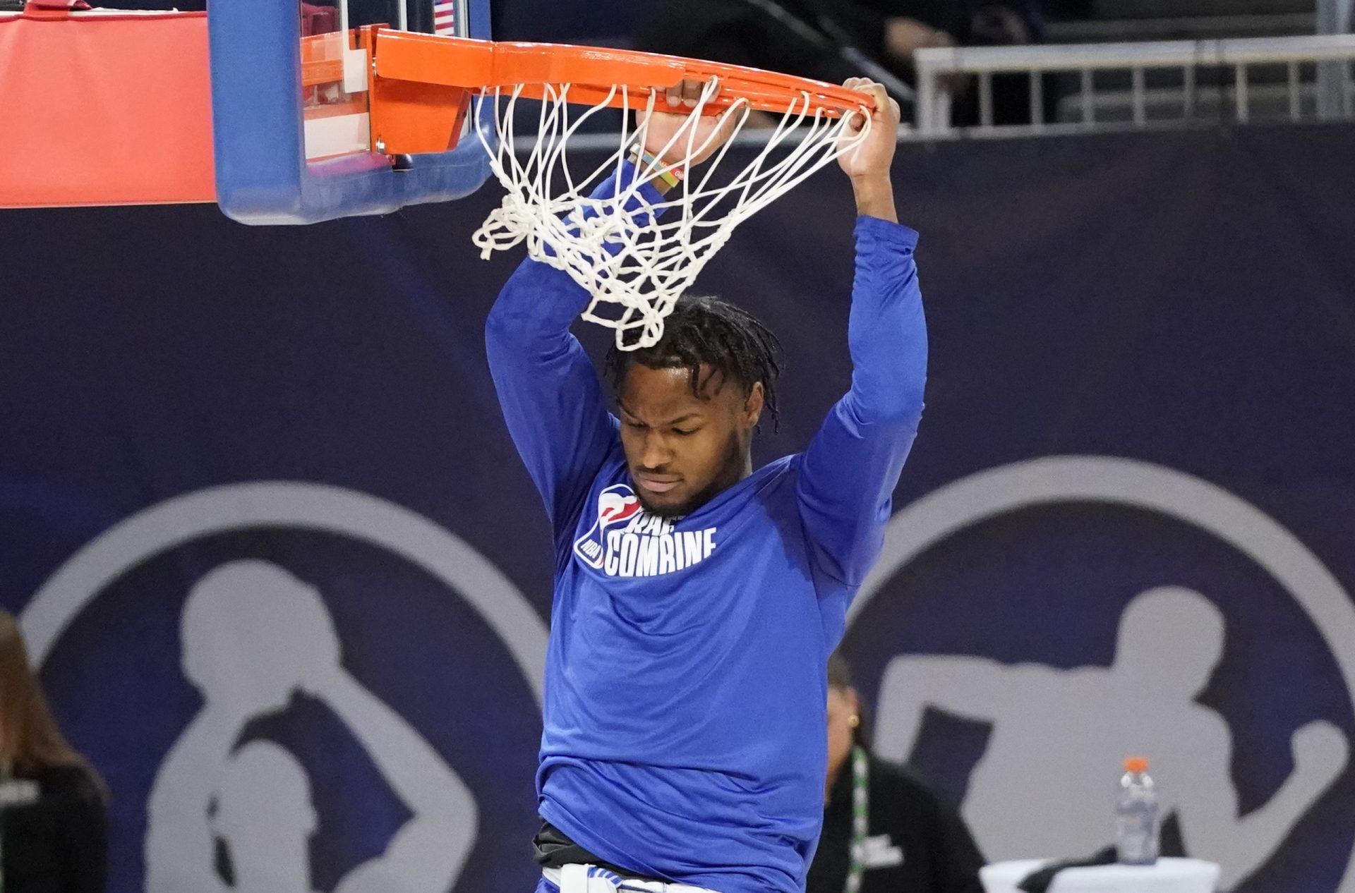 Bronny James participates in the 2024 NBA Draft Combine at Wintrust Arena.