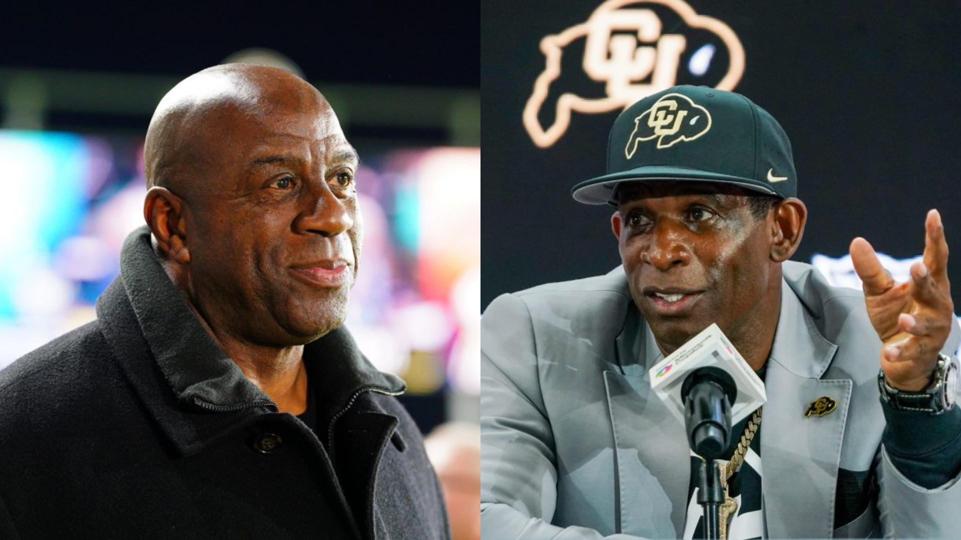 Magic Johnson and Deion Sanders. - Source: Imagn