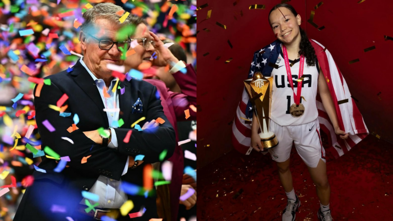 UConn head coach Geno Auriemma and Kayleigh Heckel. Source: Instagram/@uconnwbb
