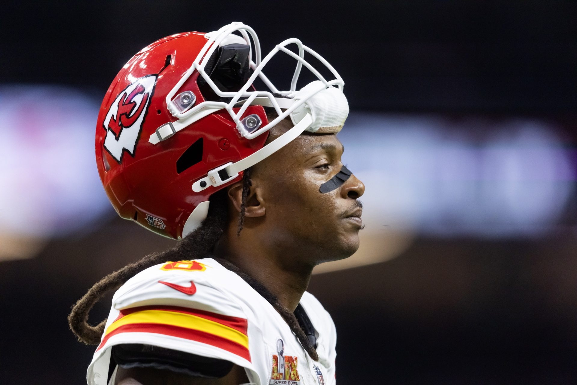Kansas City Chiefs wide receiver DeAndre Hopkins (8) against the Philadelphia Eagles in Super Bowl LIX at Ceasars Superdome.