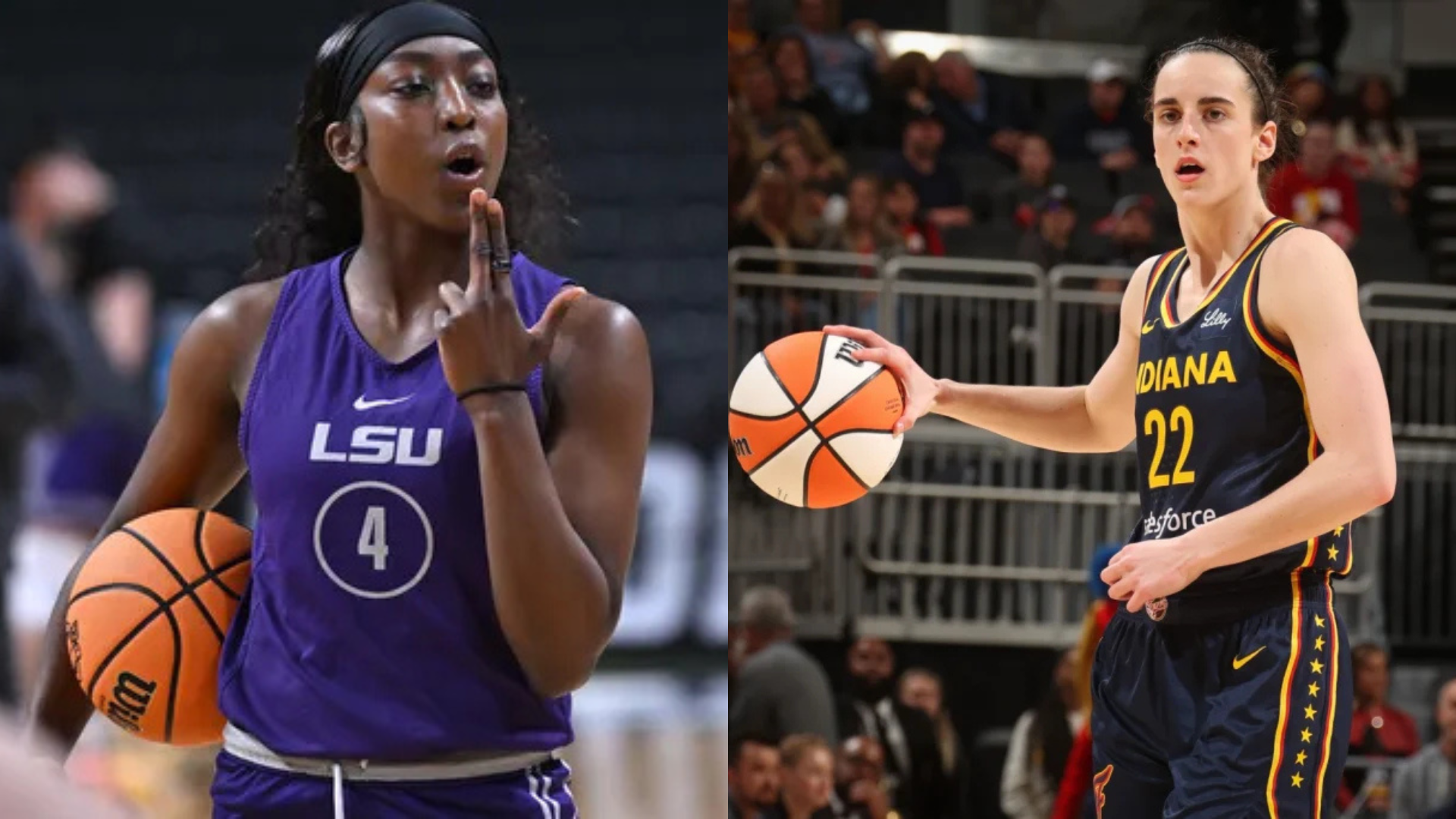 Flau'jae Johnson and Caitlin Clark. - Source: Imagn