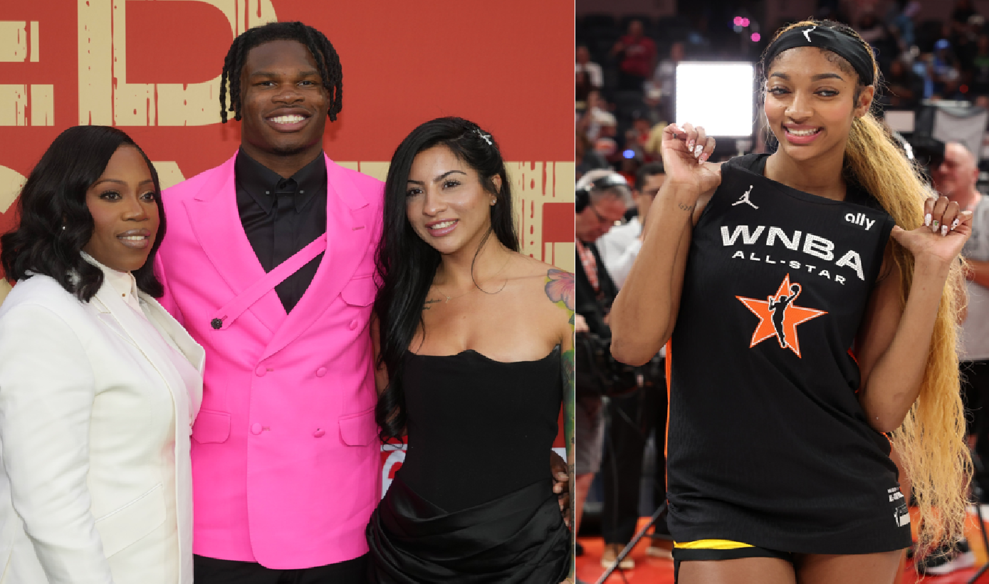 Travis Hunter, Leanna Lenee, Angel Reese (source: Imagn)