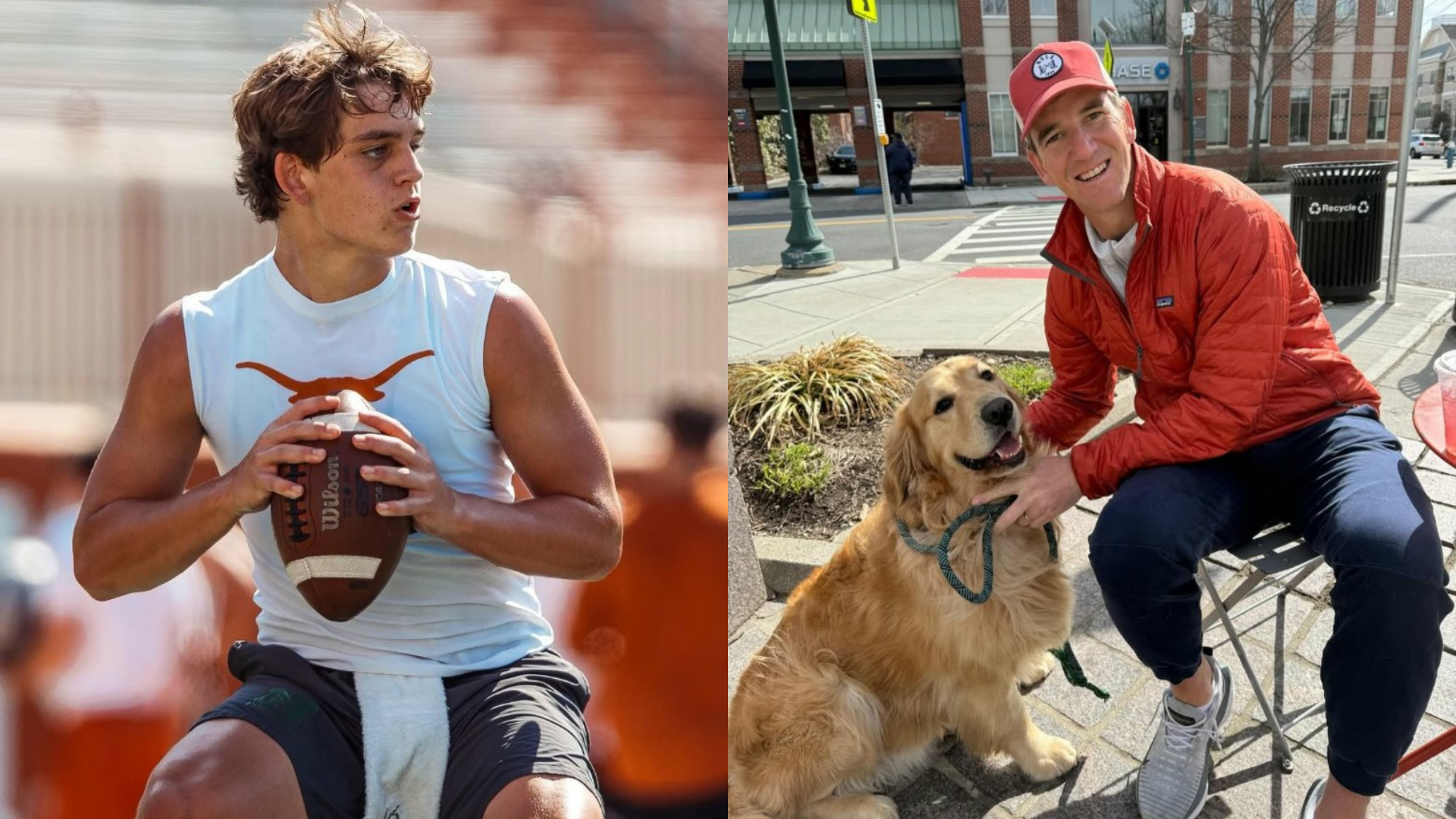 Arch Manning and Eli Manning. Source: Instagram/@archmanning, Instagram/@elimanning