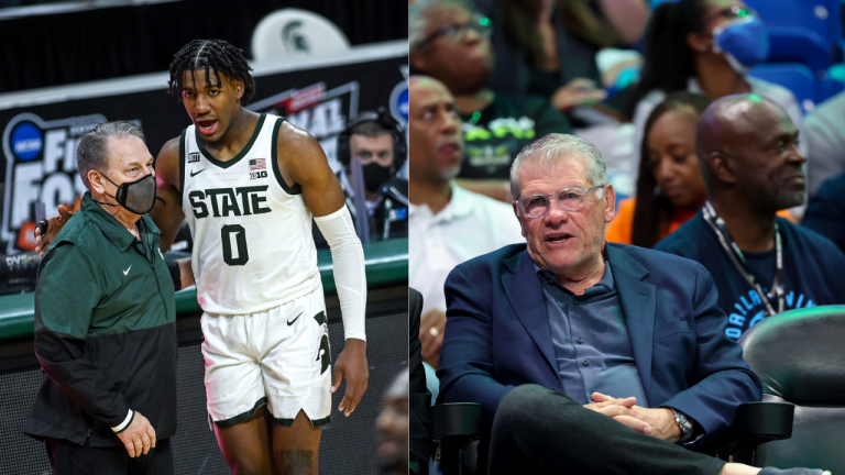 Geno Auriemma, Tom Izzo and Aaron Henry. Credit: USA Today