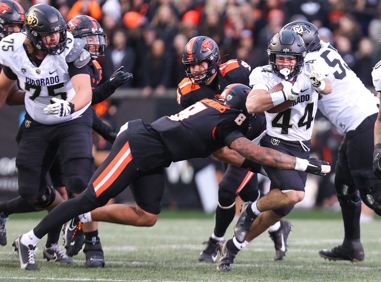 Colorado running back Charlie Offerdahl (44) carries the ball against  Oregon State during the first quarter at Reser Stadium in Corvallis, Ore. on Saturday, Oct. 22, 2022.

Ncaa Football Colorado At Oregon State 703