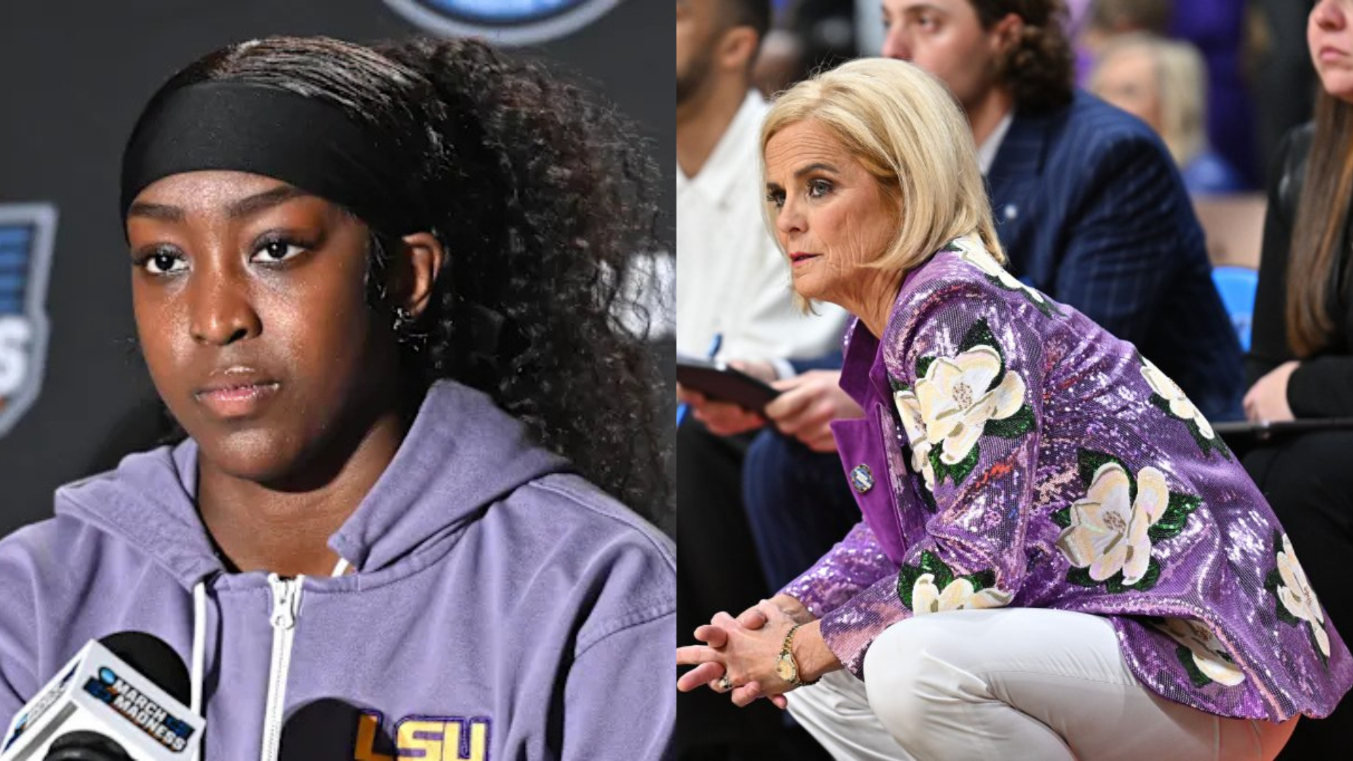 Flau'jae Johnson and Kim Mulkey. - Source: Imagn