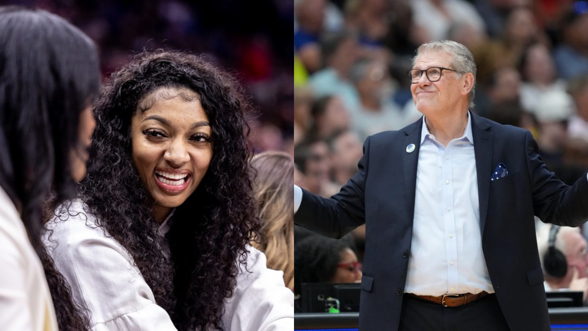 Angel Reese and Geno Auriemma. - Source: Imagn