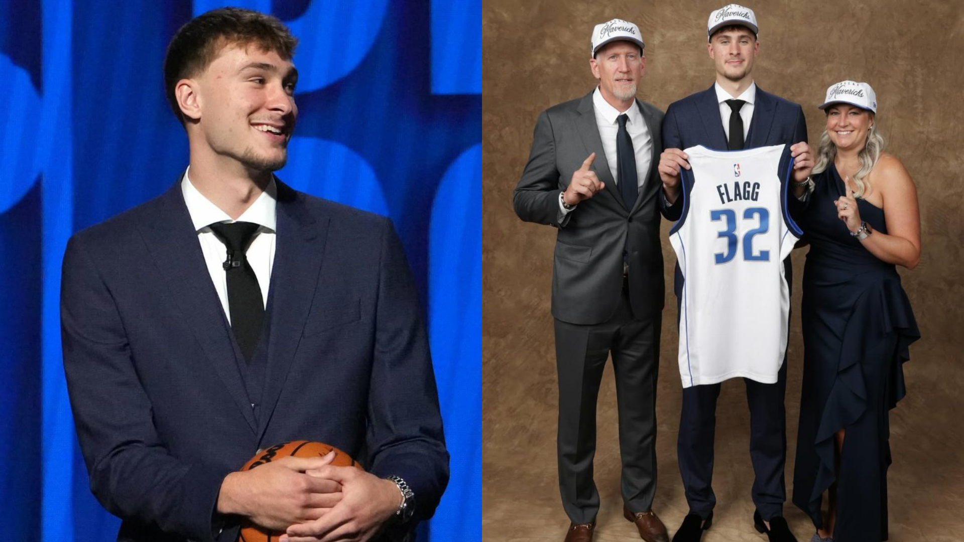 Cooper Flagg smiles during the 2025 NBA Draft; Flagg holds his Dallas jersey after the Mavericks selected him with the No. 1 pick in the draft. Source: Instagram/@cooper_flagg