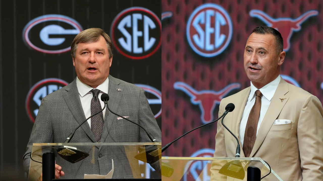 Steve Sarkisian and Kirby Smart. Credit: USA TODAY