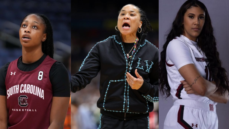 Joyce Edwards, Dawn Staley and Kamilla Cardoso. - Source: Imagn