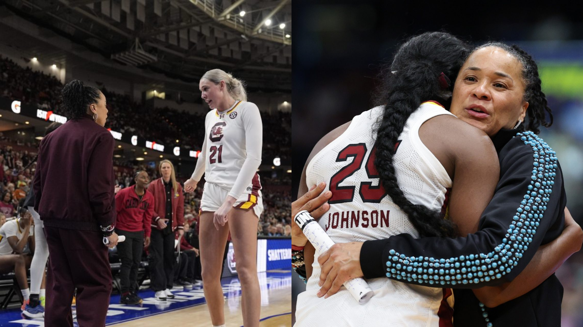 Dawn Staley, Chloe Kitts and Raven Johnson. - Source: Imagn Images
