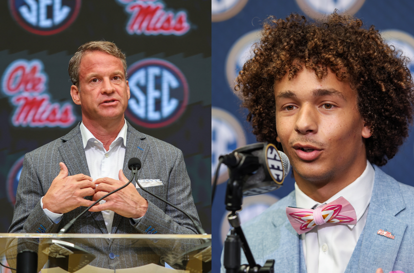Lane Kiffin and Cayden Lee (source: Imagn)