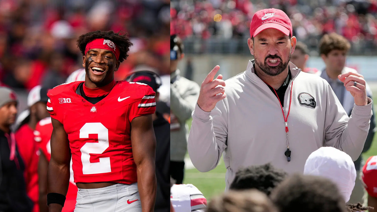 Safety Caleb Downs and Coach Ryan Day are two reasons Ohio State is a solid preseason favorite to win another national title. (Photo Credits: IMAGN)