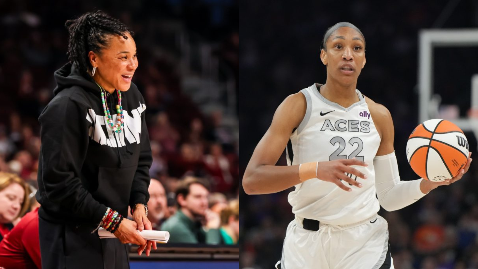 Dawn Staley and A'ja Wilson. - Source: Imagn
