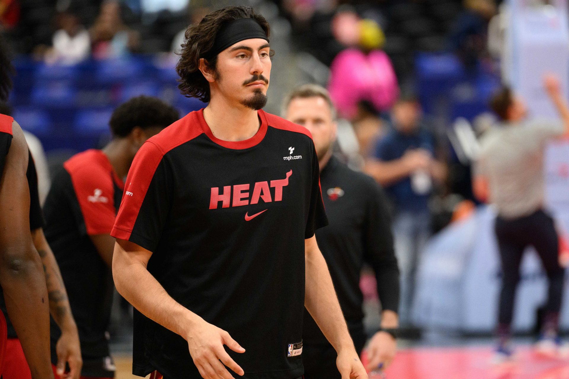 Miami Heat guard Jaime Jaquez Jr. (11) warms up prior to the game against against the Washington Wizards at Capital One Arena.