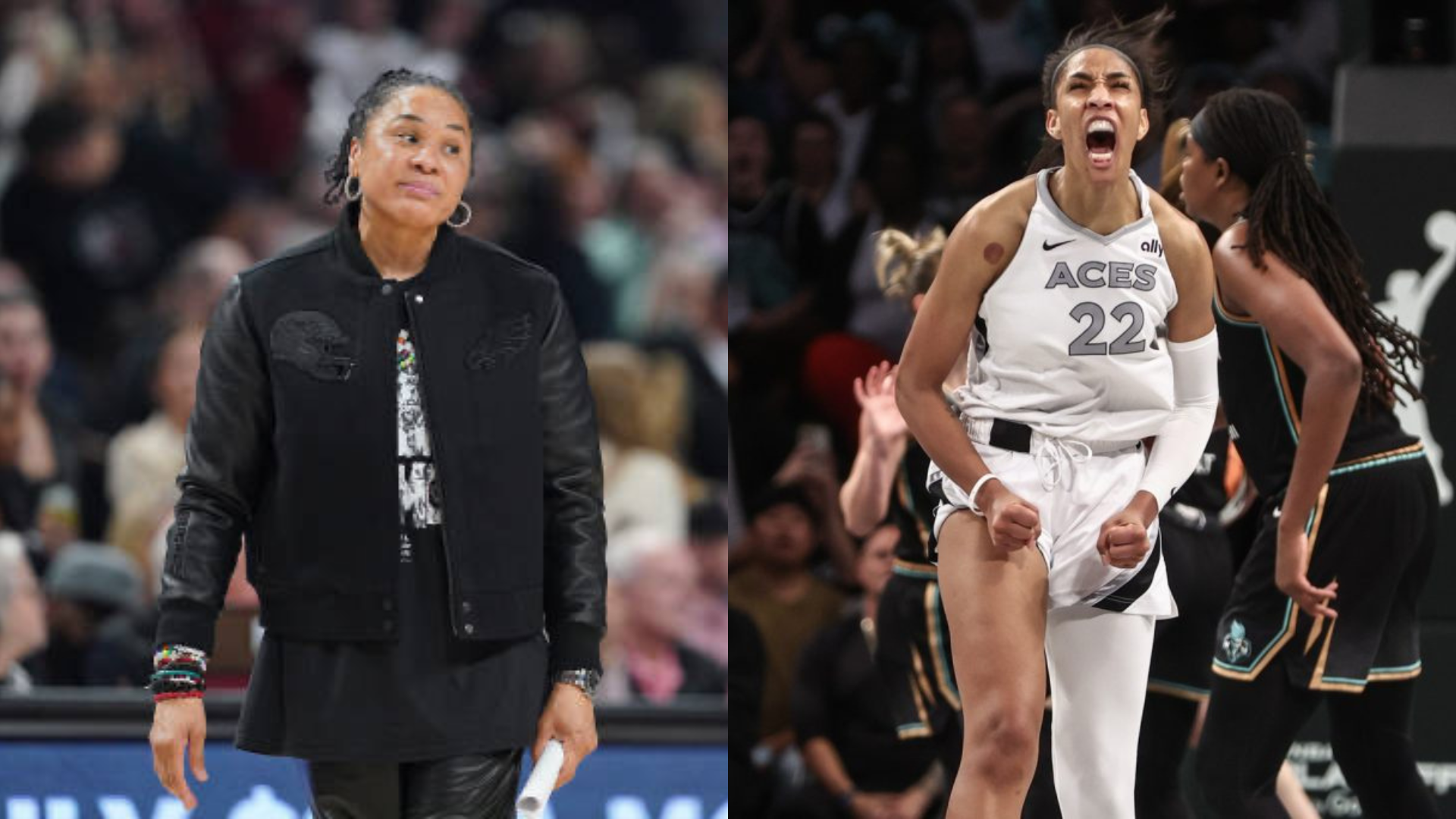 Dawn Staley and A'ja Wilson. - Source: Imagn