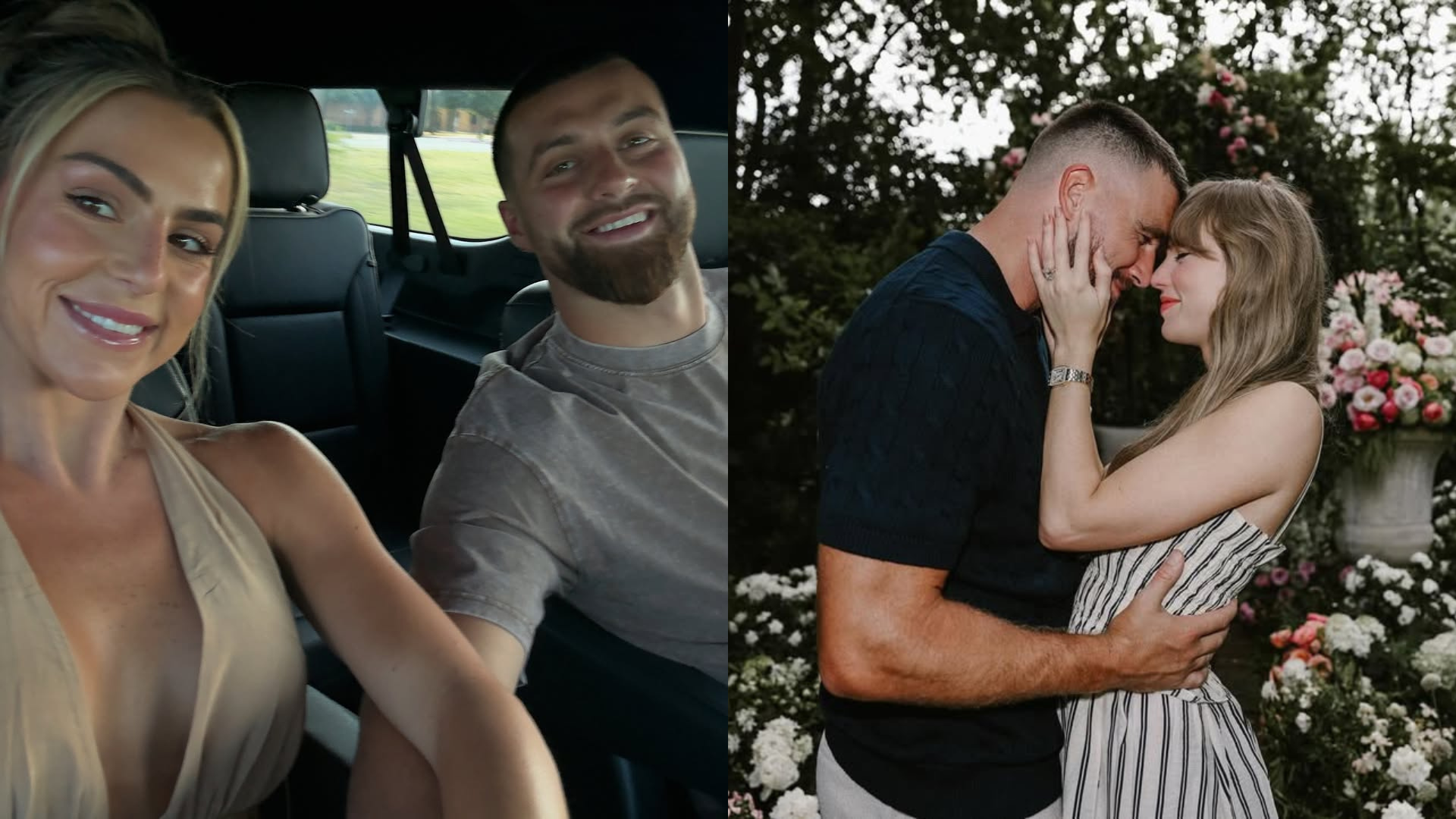 Haley Cavinder, Jake Ferguson, Travis Kelce and Taylor Swift. - Source: @haleycavinder, @taylorswift on Instagram