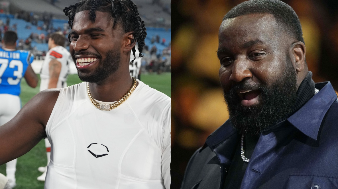 Shedeur Sanders and Kendrick Perkins (source: Imagn)