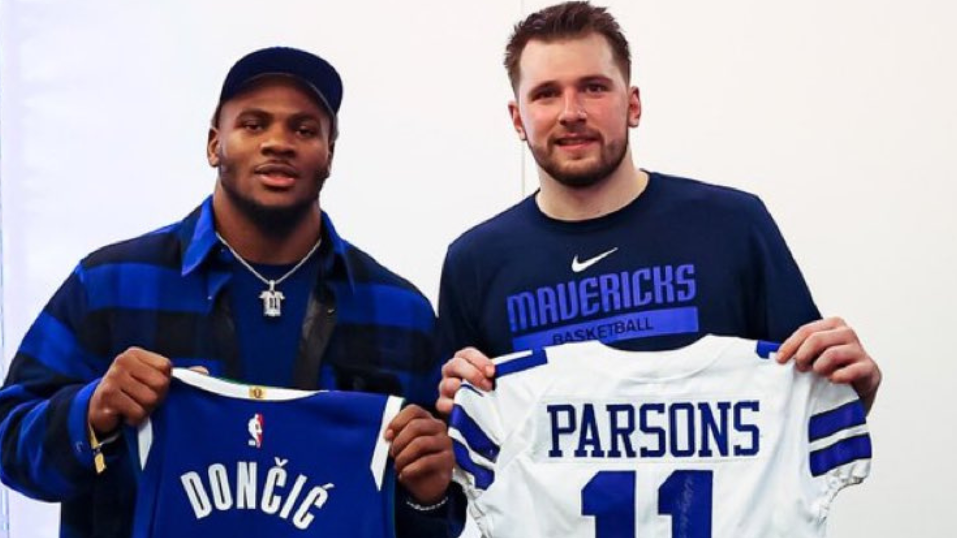 Micah Parsons and Luka Doncic. - Source: @dallasmavs on X