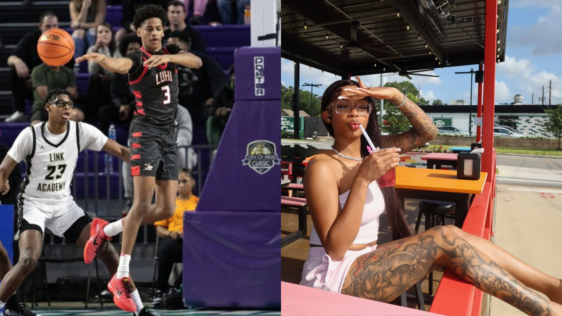 Kiyan Anthony and Angel Bradley. - Source: Imagn, https://www.instagram.com/p/DLYYyAAxI0h/?img_index=1