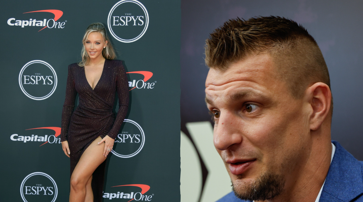 IN PIC: Rob Gronkowski’s GF Camille Kostek Poses in Black and White Bikini in Chic Bathroom Photoshoot