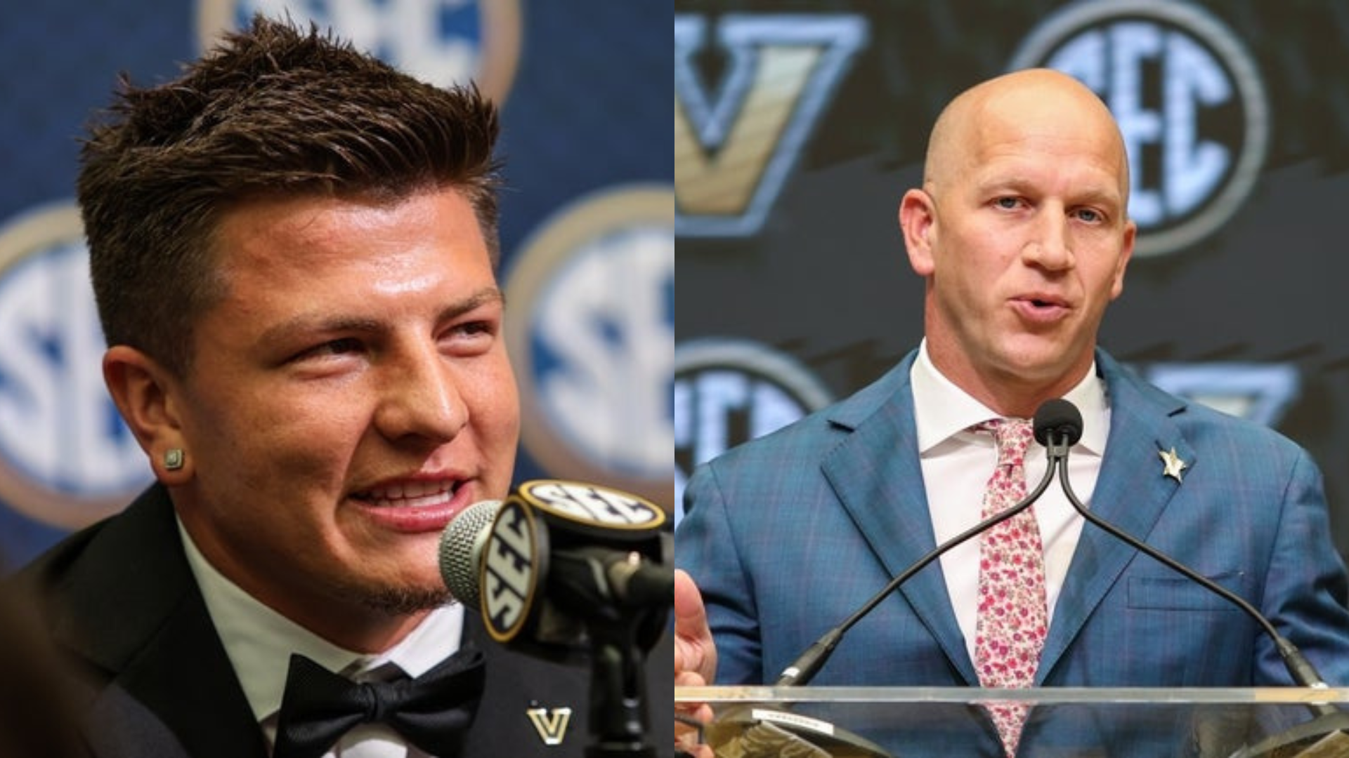 Vanderbilt quarterback Diego Pavia and head coach Clark Lea. Source: Imagn (Jordan Godfree)