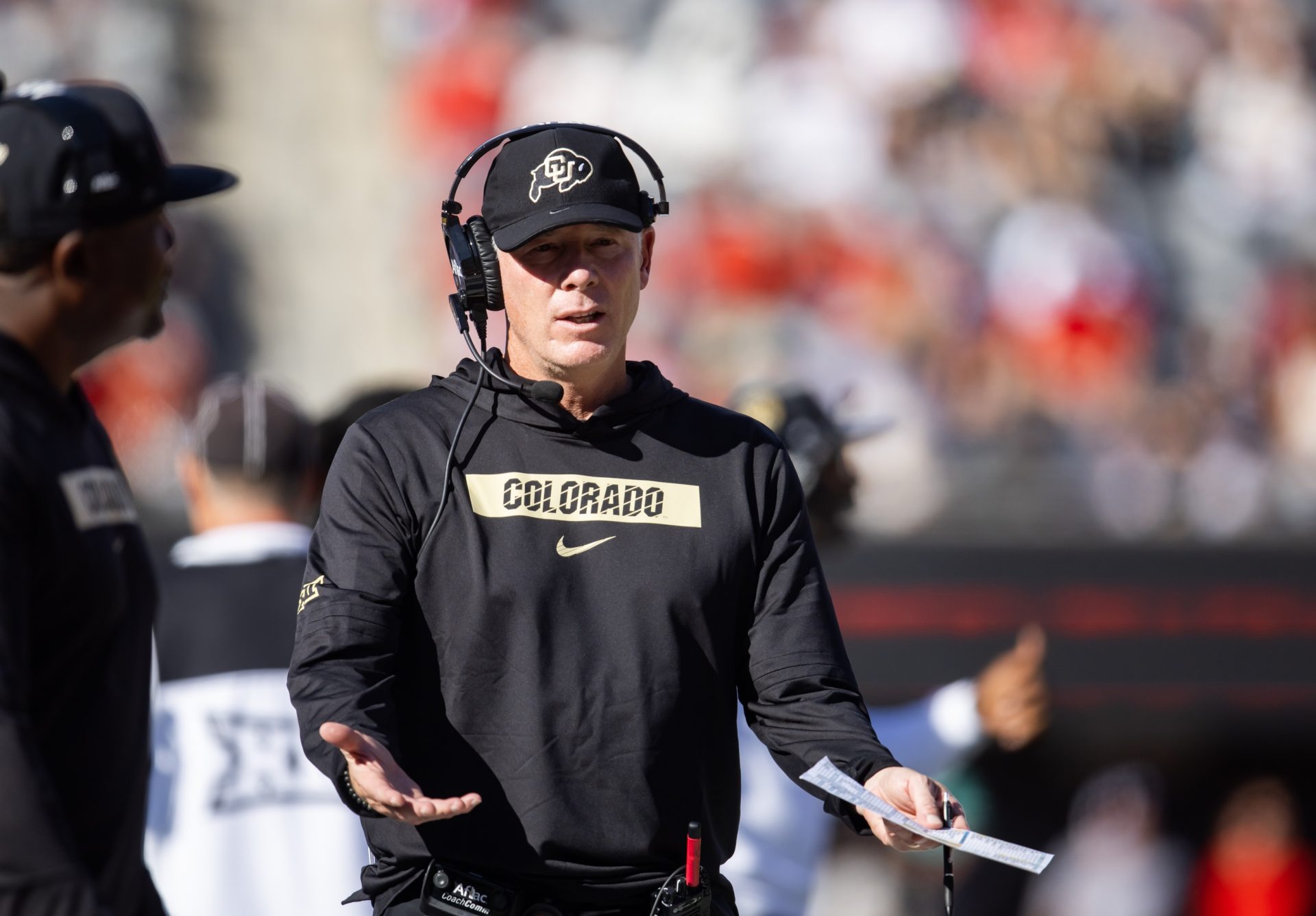Colorado Buffalos offensive coordinator Pat Shurmur against the Arizona Wildcats at Arizona Stadium.
