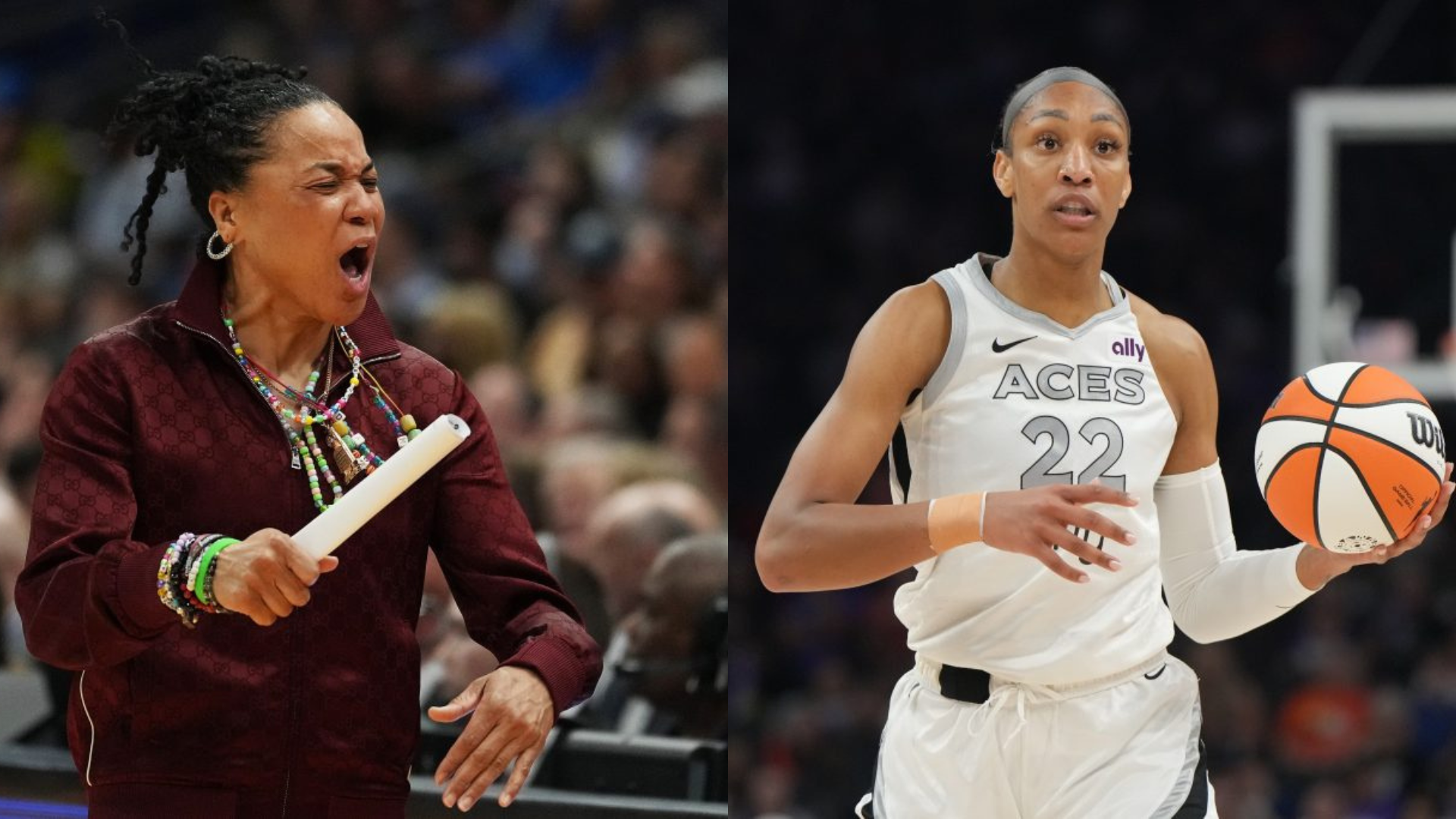 Dawn Staley and A'ja Wilson. - Source: Imagn