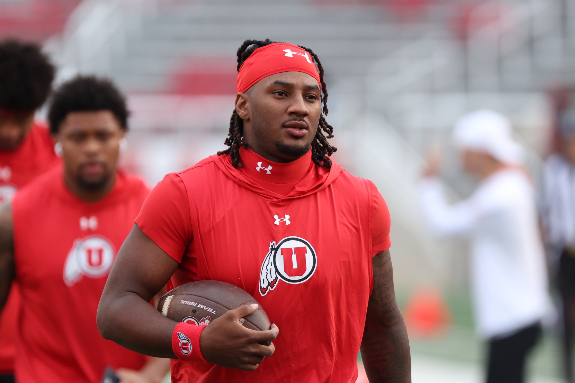 Utah Utes quarterback Devon Dampier (4) warms up before the game against the Texas Tech Red Raiders at Rice-Eccles Stadium.