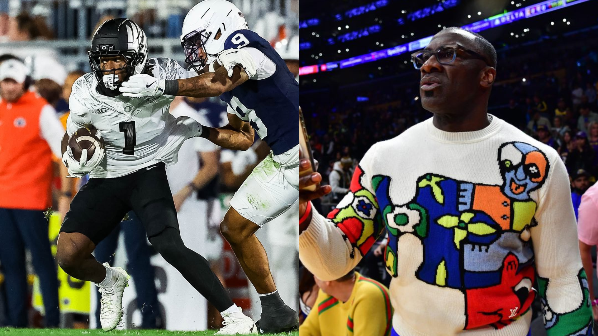 Shannon Sharpe and Oregon Ducks versus Penn State Lions. - Source: Imagn, https://www.instagram.com/p/DPIJ1j8DE14/?hl=en&img_index=4