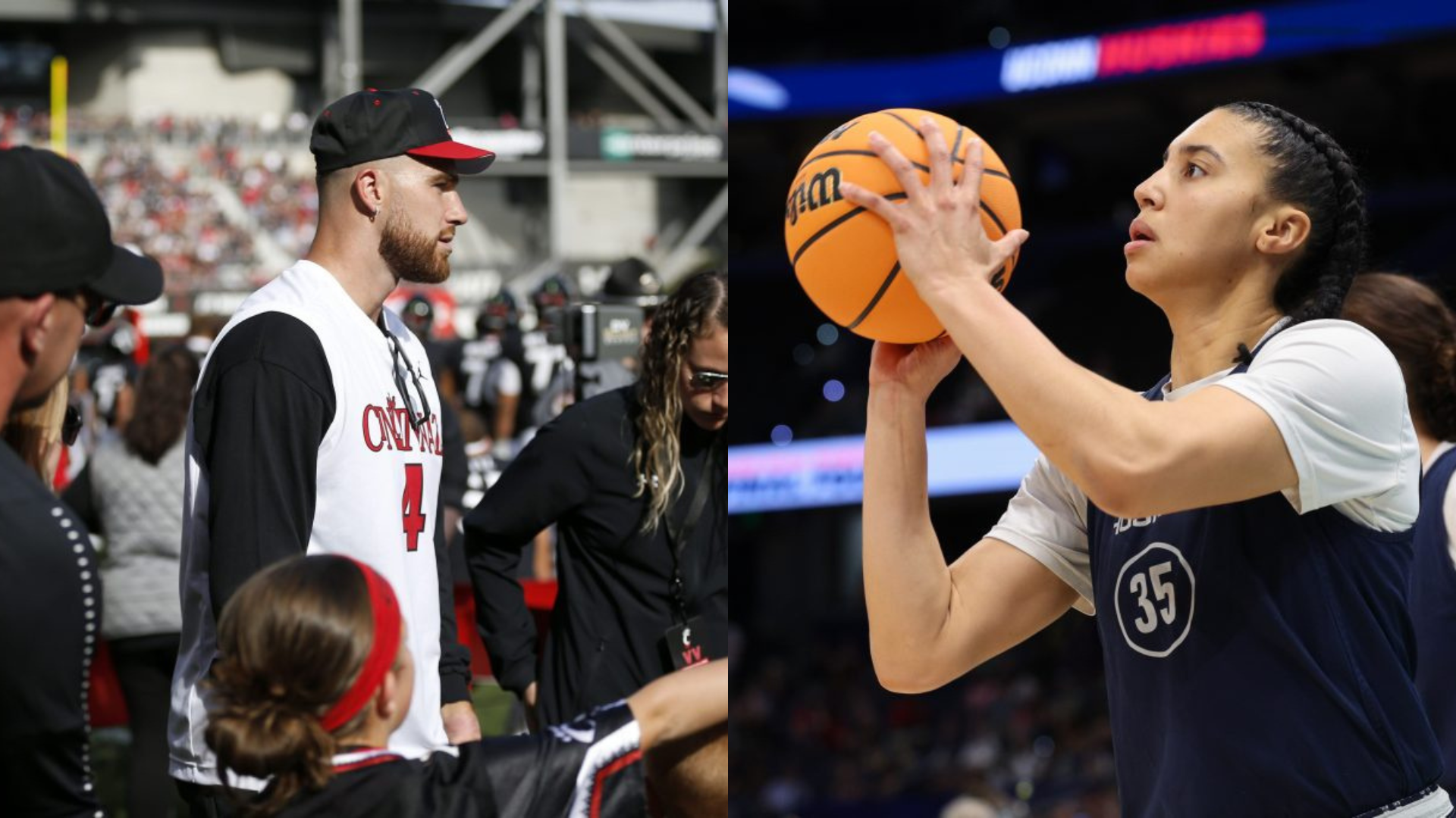 Azzi Fudd and Travis Kelce. - Source: Imagn