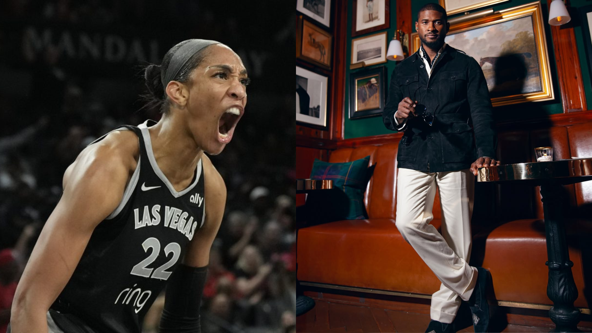 A'ja Wilson and Usher. - Source: Imagn