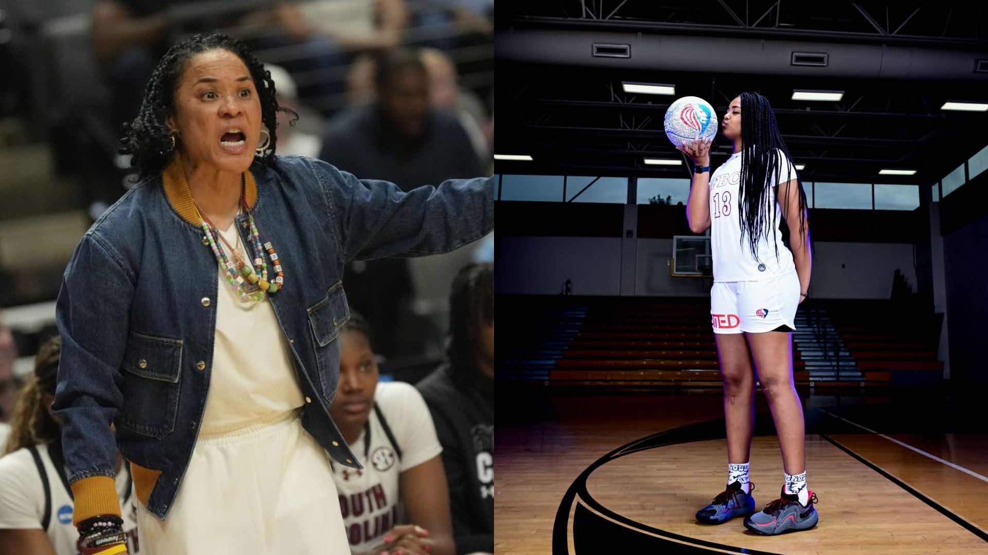 Dawn Staley and Kelsi Andrews. - Source: Imagn, https://www.instagram.com/p/DNyrB3I4qg1/?hl=en&img_index=1